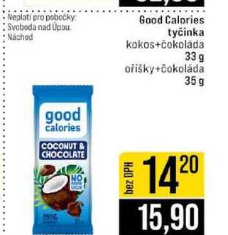 Good Calories tyčinka kokos+čokolada 33 g oříšky+čokoláda 35 g 