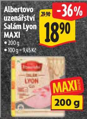Albertovo uzenářství Salám Lyon MAXI, 200 g