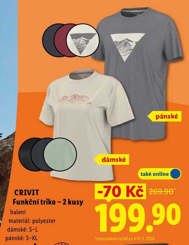 CRIVIT Funkční triko - 2 kusy