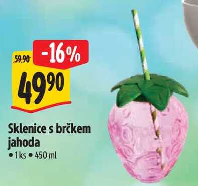 Sklenice s brčkem jahoda