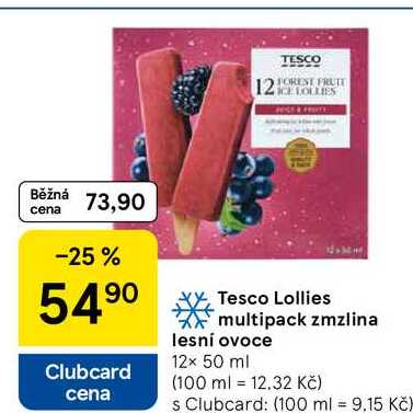 Tesco Lollies multipack zmzlina lesní ovoce, 12x 50 ml