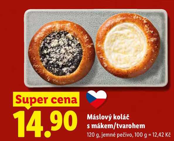 Máslový koláč s mákem/tvarohem, 120 g 