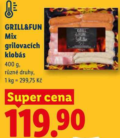 GRILL&FUN Mix grilovacích klobás, 400 g