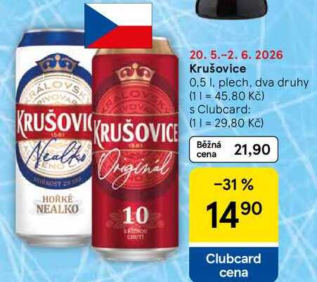 Krušovice, 0,5 l, plech, dva druhy