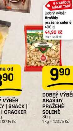 DOBRÝ VÝBĚR ARAŠÍDY PRAŽENÉ SOLENÉ 80 g