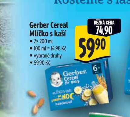 Gerber Cereal Mlíčko s kaší 2x 200 ml
