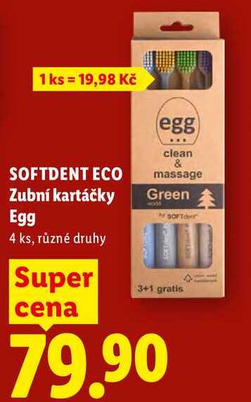 SOFTDENT ECO Zubní kartáčky Egg, 4 ks