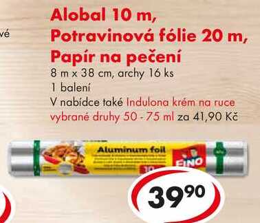 Alobal 10 m, Potravinová fólie 20 m, Papír na pečení,