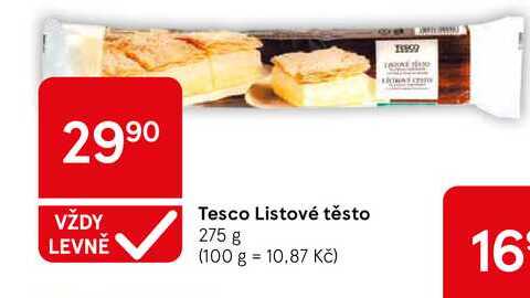 Tesco Listové těsto, 275 g  