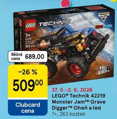 LEGO® Technik 42219 Monster JamTM Grave DiggerTM Oheň a led 7+, 263 kostek 