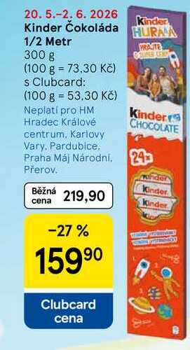 Kinder Čokoláda 1/2 Metr, 300 g