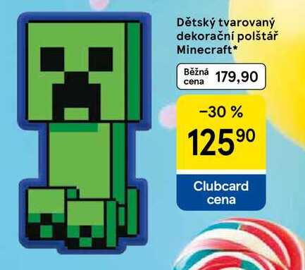 Dětský tvarovaný dekorační polštář Minecraft 