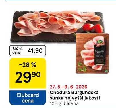 Chodura Burgundská šunka nejvyšší jakosti, 100 g, balená