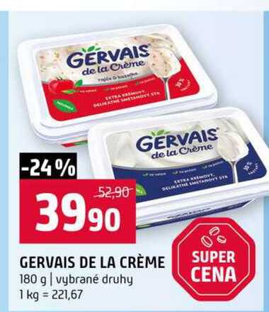 GERVAIS DE LA CRÈME 180 g vybrané druhy
