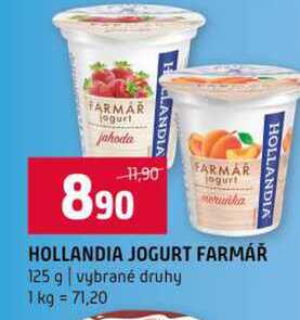 HOLLANDIA JOGURT FARMÁŘ 125 g vybrané druhy 