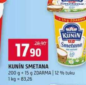 KUNIN Smetana ne voren 200 g + 15 g 12% tuku