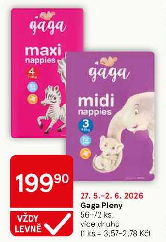 Gaga Pleny, 56-72 ks, více druhů