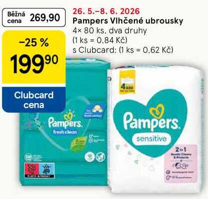 Pampers Vlhčené ubrousky, 4x 80 ks 