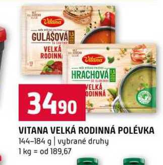 VITANA VELKÁ RODINNÁ POLÉVKA 144-184 g vybrané druhy