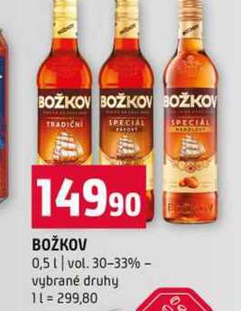 BOŽKOV 0,5l vol. 30-33% vybrané druhy