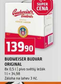BUDVAR ORIGINAL 8x 0,5l pivo světlý ležák