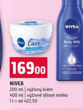 NIVEA 200 ml výživný krém 400 ml výživné tělové mléko