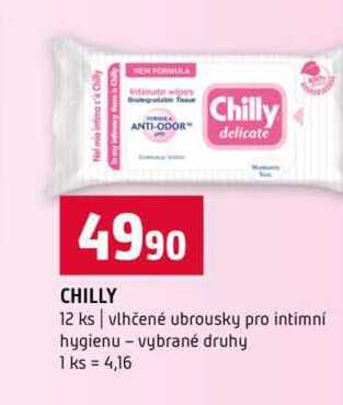 CHILLY 12 ks vlhčené ubrousky pro intimní hygienu vybrané druhy