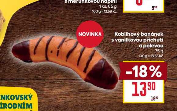 ´Koblihový banánek s vanilkovou příchutí a polevou 75 g