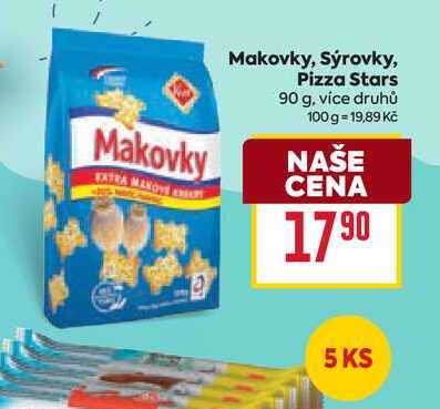 Makovky, Sýrovky, Pizza Stars 90 g