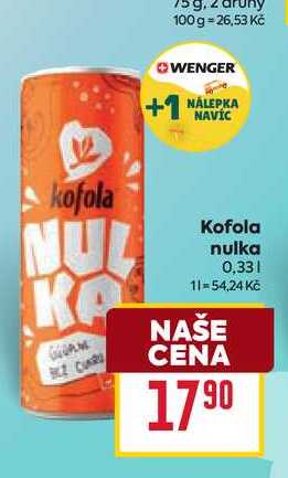 Kofola nulka 0,33l