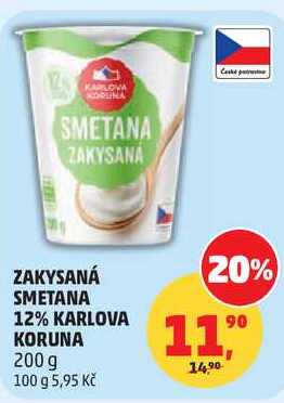 ZAKYSANÁ SMETANA 12% KARLOVA KORUNA, 200 g