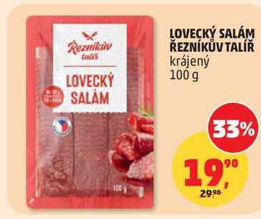 LOVECKÝ SALÁM ŘEZNÍKŮV TALÍŘ krájený, 100 g  