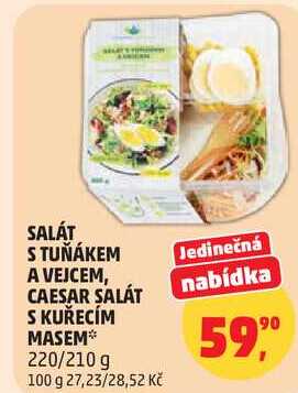 SALÁT STUŇÁKEM A VEJCEM, CAESAR SALÁT S KUŘECÍM MASEM, 220/210 g