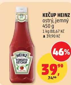 KEČUP HEINZ ostrý, jemný, 450 g