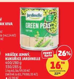 HRÁŠEK JEMNÝ, KUKUŘICE JARDINELLE, 400/280 g  