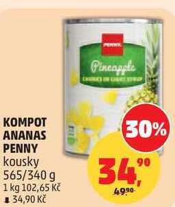 KOMPOT ANANAS PENNY kousky, 565/340 g