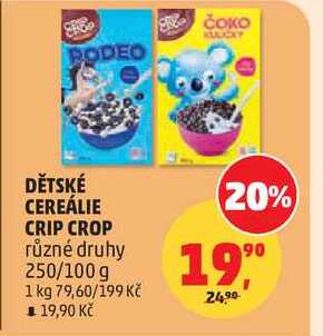 DĚTSKÉ CEREÁLIE CRIP CROP různé druhy, 250/100 g 