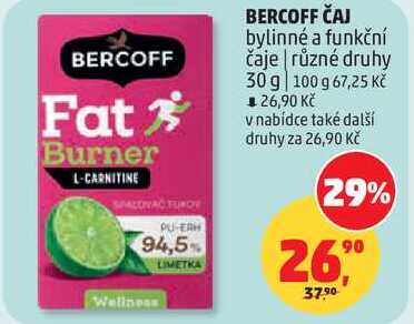 BERCOFF ČAJ bylinné a funkční čaje různé druhy, 30 g