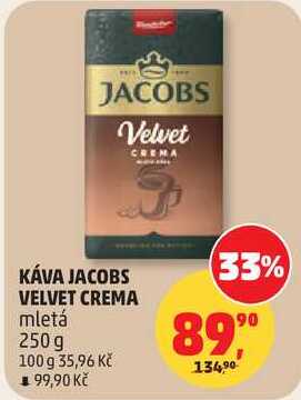 KÁVA JACOBS VELVET CREMA mletá, 250 g