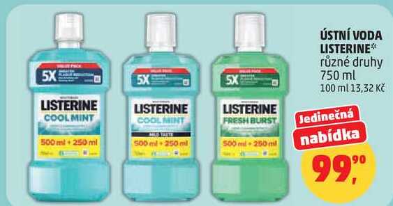 LISTERINE různé druhy, 750 ml   