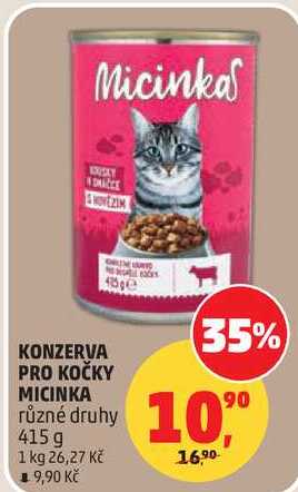 KONZERVA PRO KOČKY MICINKA různé druhy, 415 g