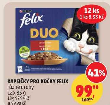 KAPSIČKY PRO KOČKY FELIX různé druhy, 12x85 g