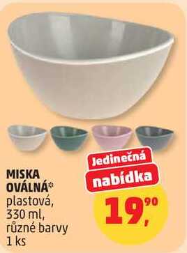 MISKA OVÁLNÁ nabídka plastová, 330 ml, různé barvy, 1 ks
