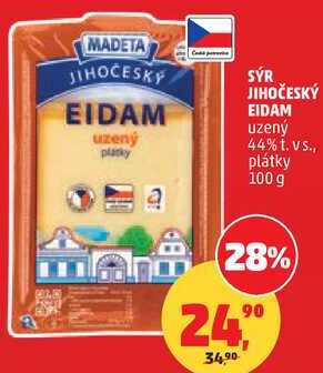 Madeta Jihočeský eidam 44% uzený, 100 g