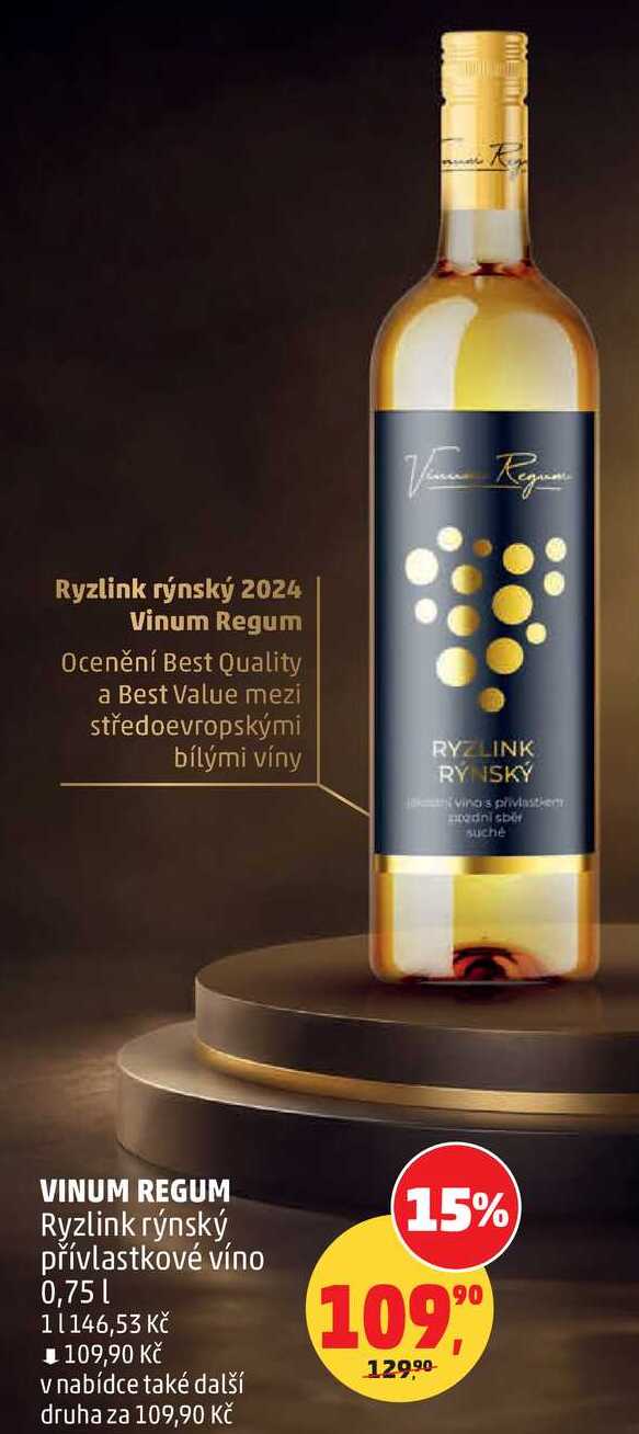 VINUM REGUM Ryzlink rýnský přívlastkové víno, 0,75 l