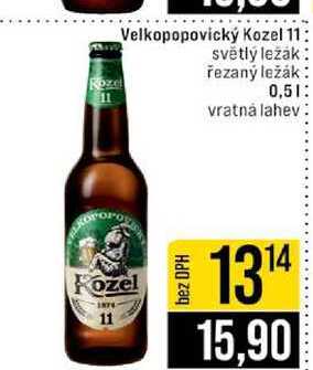 Velkopopovický Kozel 11 světlý ležák řezaný ležák 0,5l