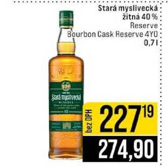Stará myslivecká žitná 40% Reserve Bourbon Cask Reserve 4Y0 0,7l