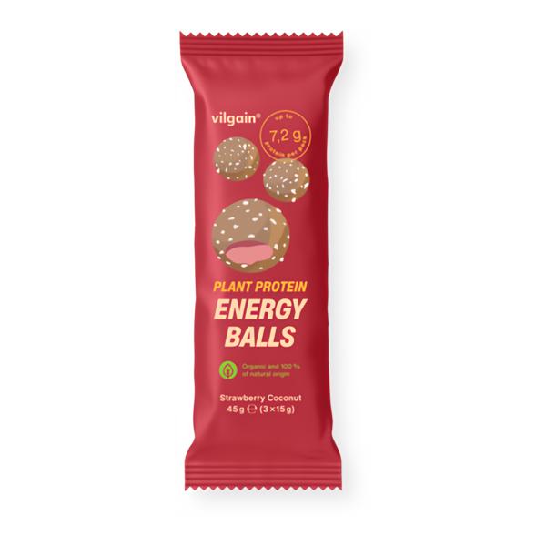 Vilgain Plant Protein Energy Balls BIO Jahoda s kokosem (3 x 15 g)