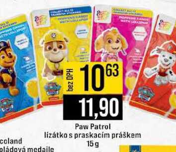 Paw Patrol lízátko s praskacím práškem 15g