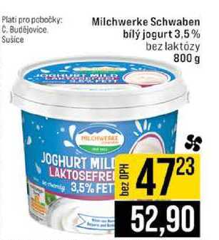 Milchwerke Schwaben bílý jogurt 3,5% bez laktózy 800 g 